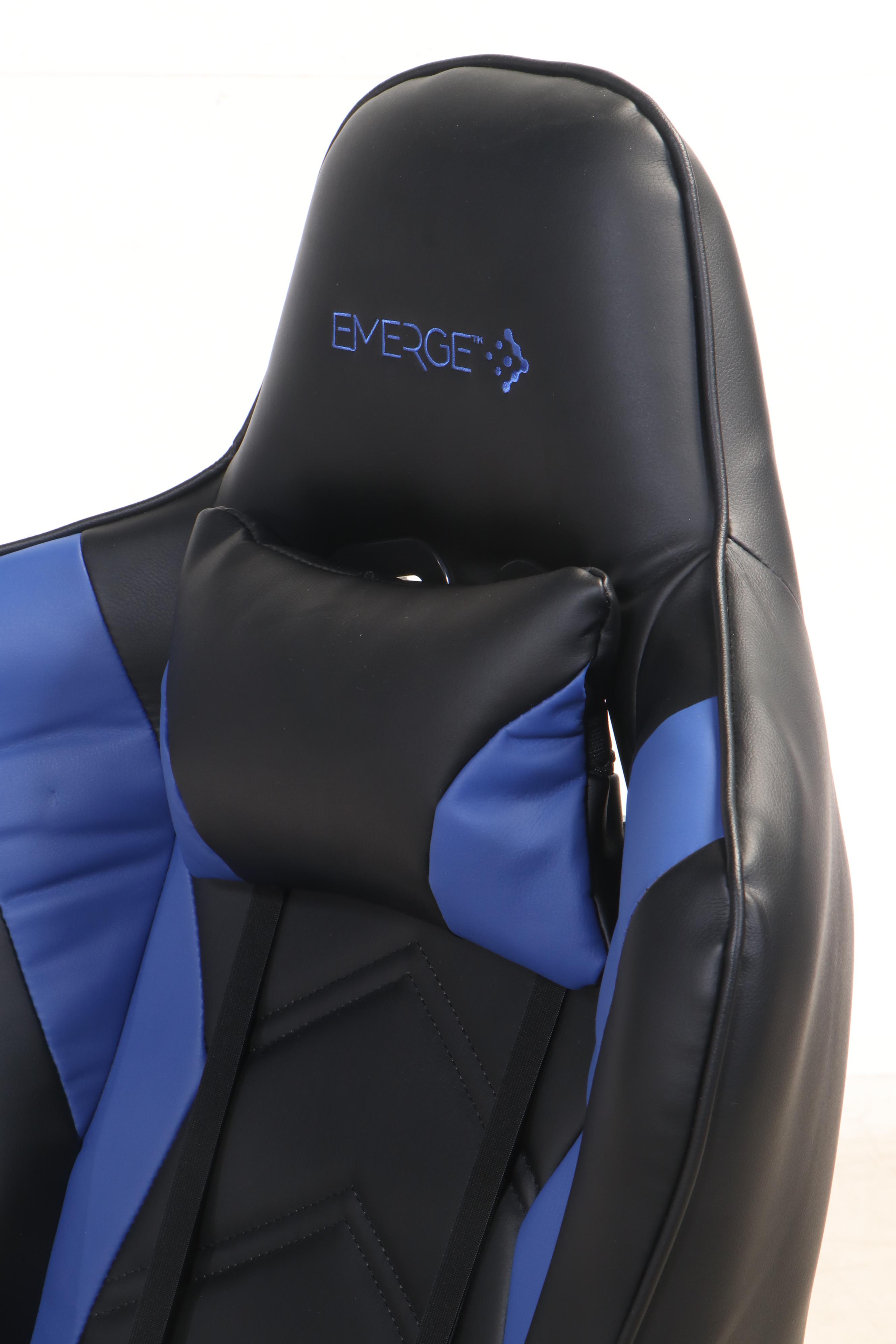 Emerge "Vartan" FauxLeather Gaming Chair in Blue/Black Plus Hobby