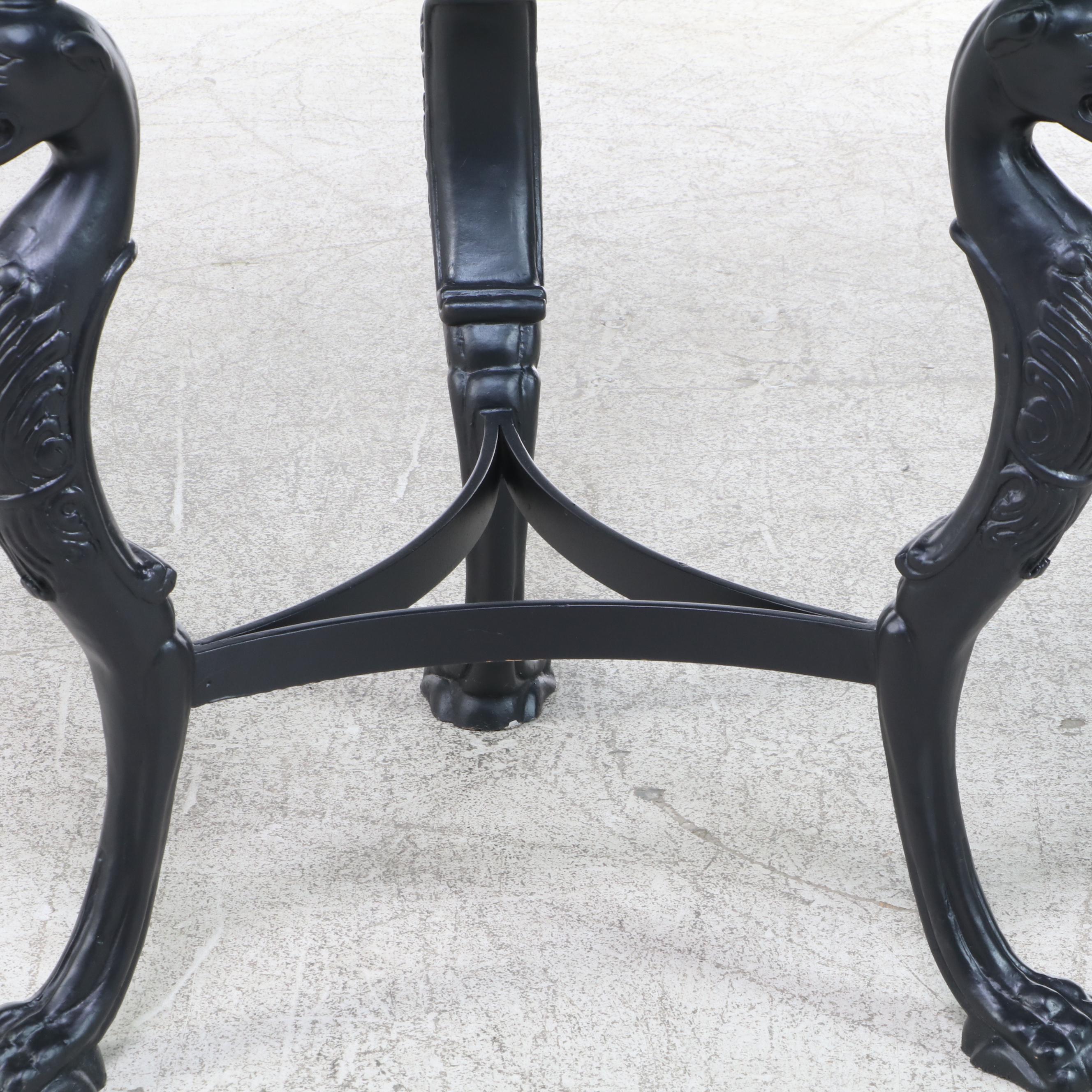 Regency Style Cast Iron End Table with Glass EBTH