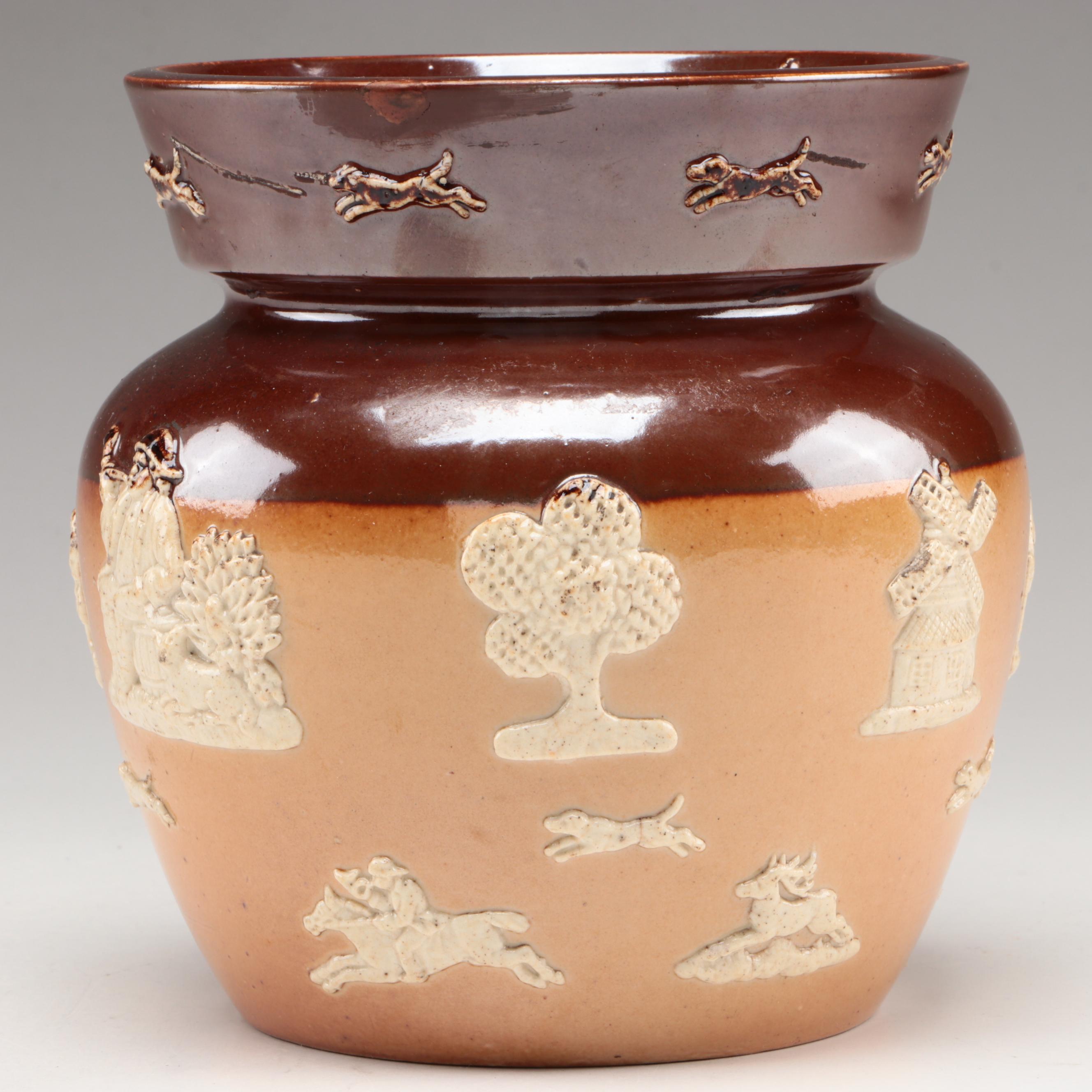 Royal Doulton Tobacco Jar, Clear Cased Glass Table Lighter and Metal