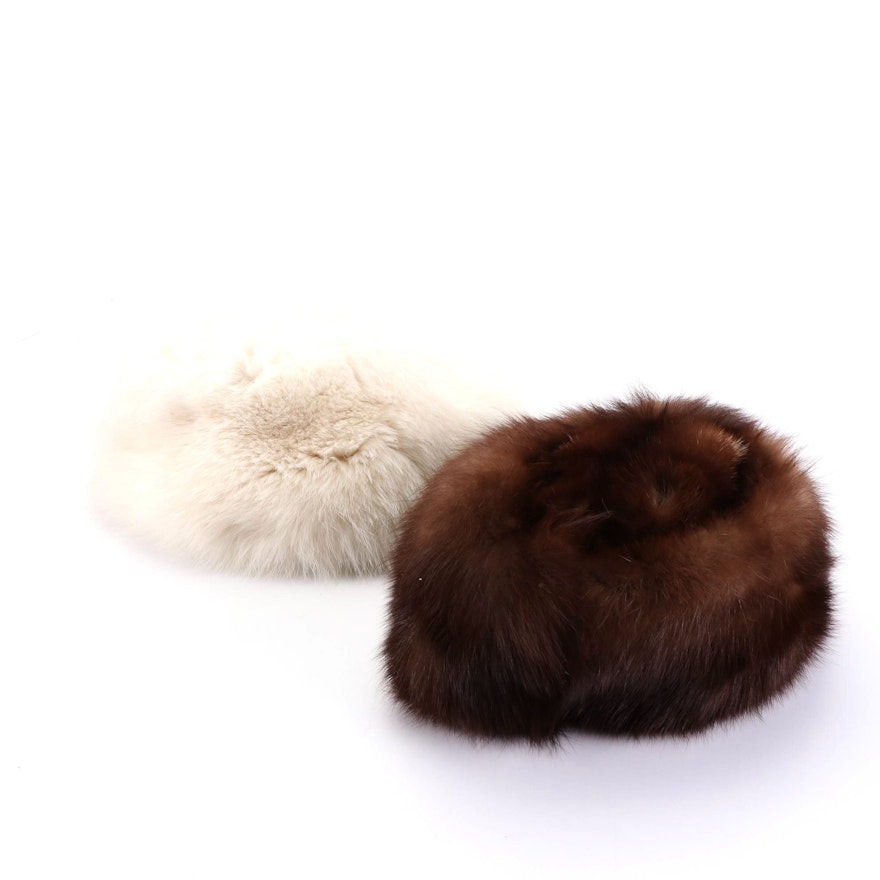 Russian Sable Fur and White Fox Fur Hats