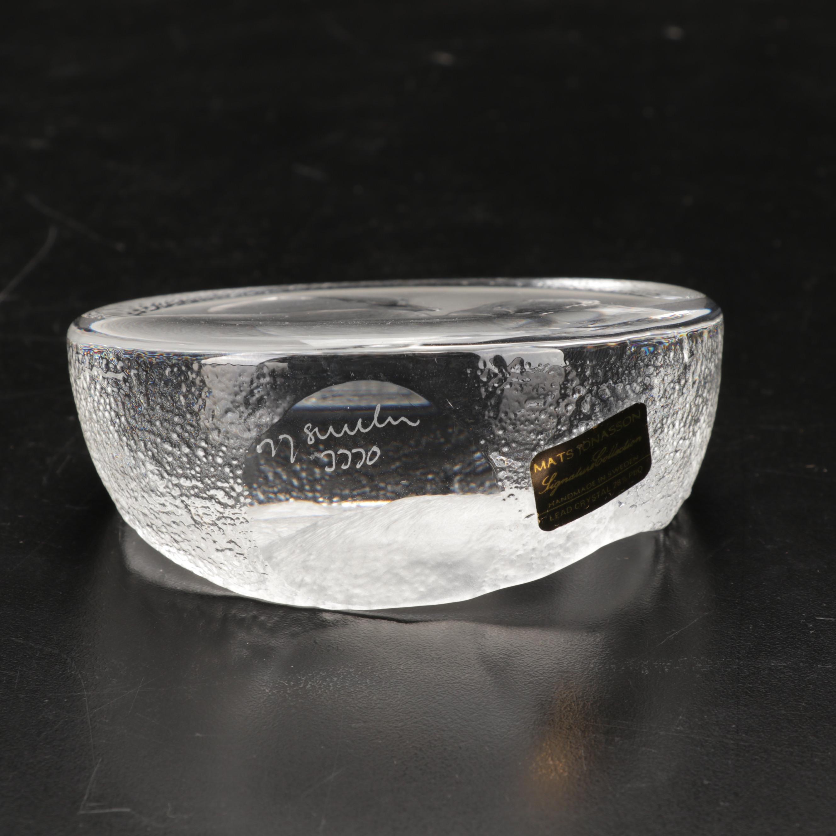 Mats Jonasson Duckling Relief Crystal Paperweight EBTH