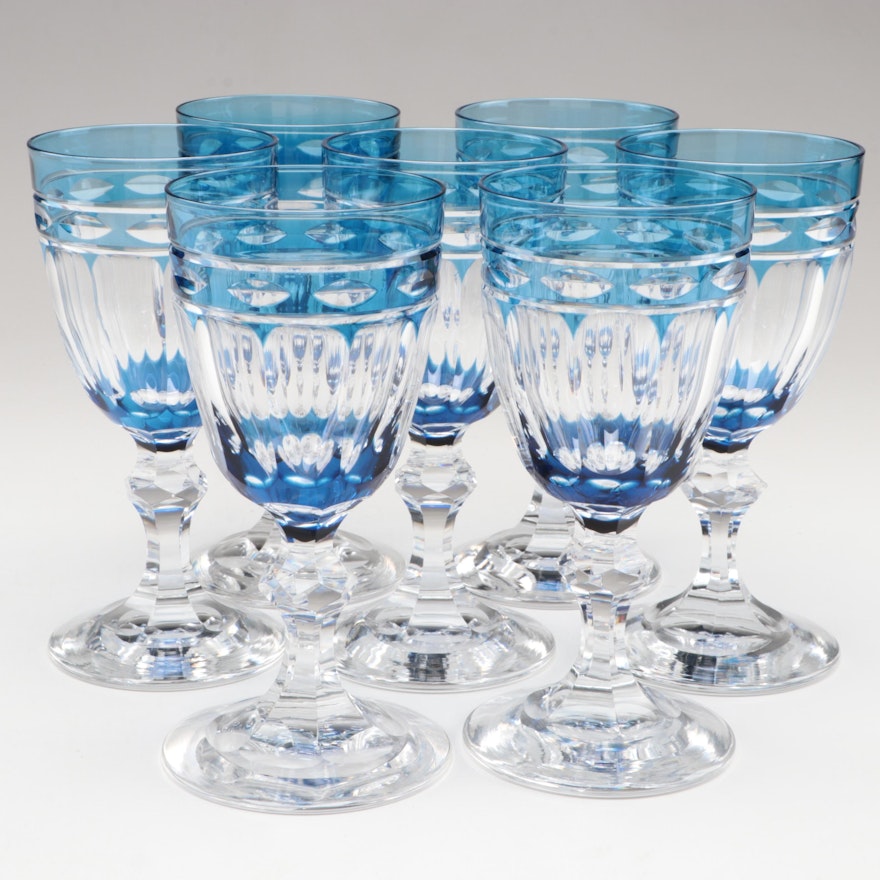 Blue Cut to Clear Glass Goblets