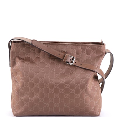 Gucci Shoulder Bag in GG Nylon and Leather
