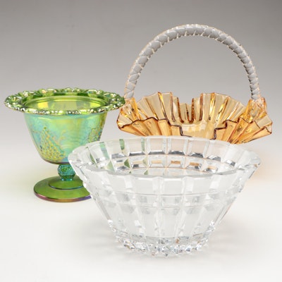 Colony "Harvest Carnival" Green Glass Candy Dish and Other Art Glass And Crystal