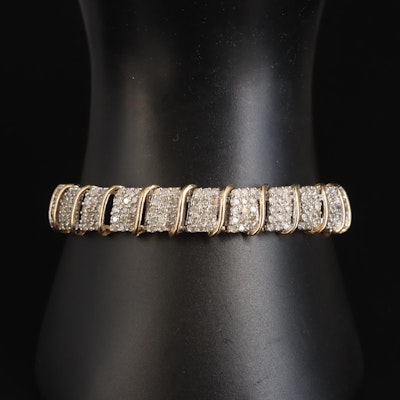 10K 7.25 CTW Diamond Fancy Link Bracelet