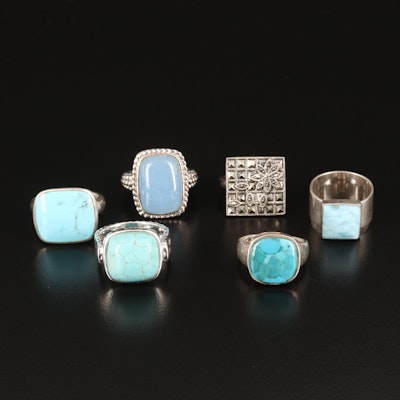 Larimar, Quartz and Turquoise Featured in Sterling Ring Collection