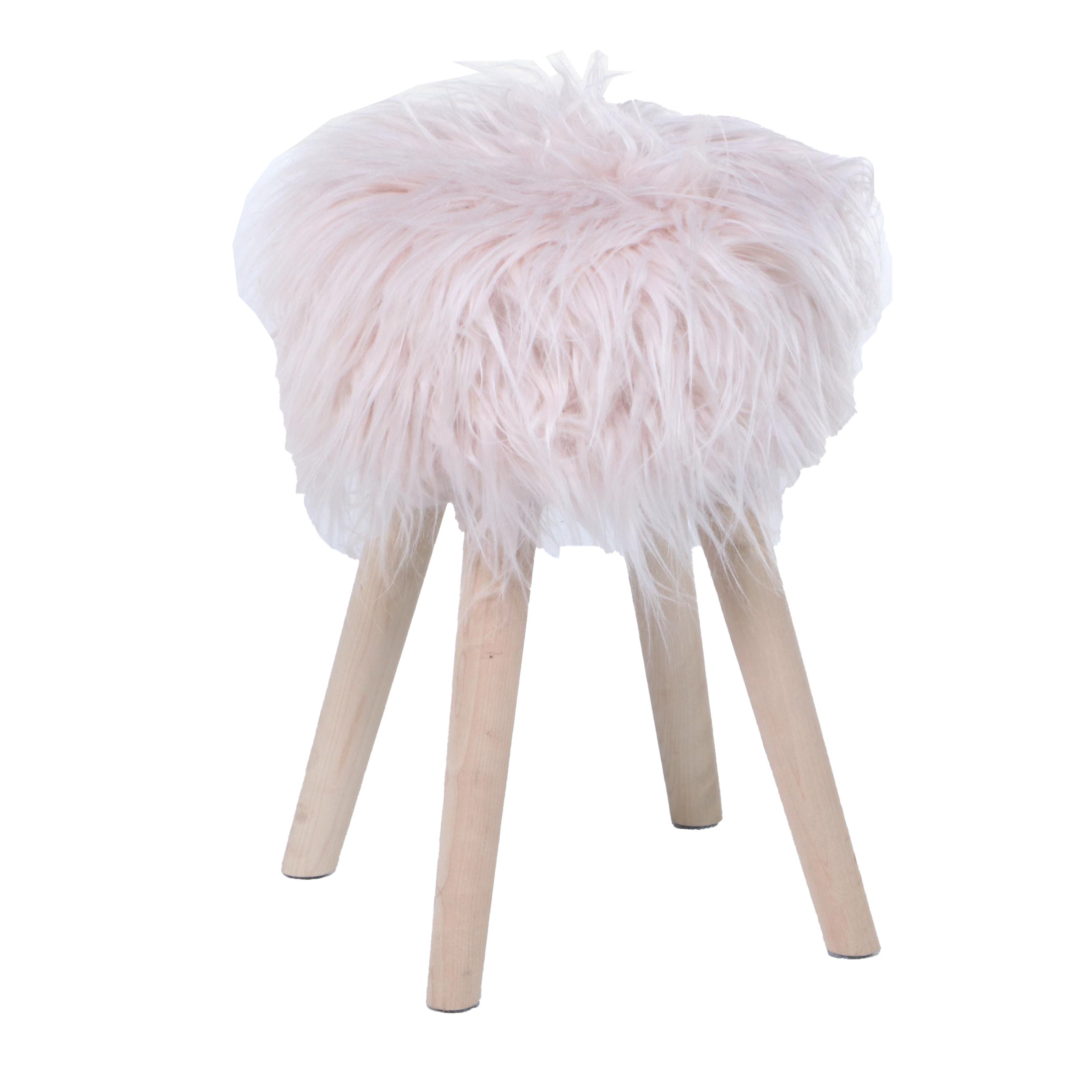 Hobby Lobby Modernist Style Pink Shag Stool EBTH