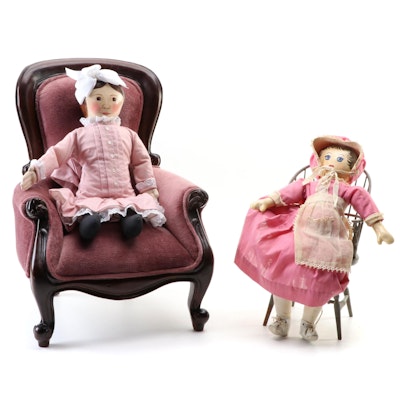 Carole Hart with Other Hand-Crafted Dolls and Doll Chairs