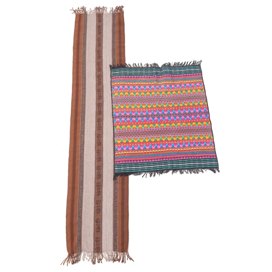 Hand-Woven Guatemalan Wall Hanging with Woven Wool Runner