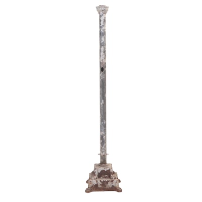 Vintage Galvanized Steel Pole on Stepped Base with Paw Feet