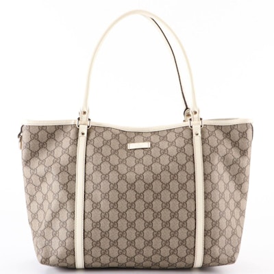 Gucci Joy Large Shopper Tote in GG Supreme Canvas and Patent Leather Trim