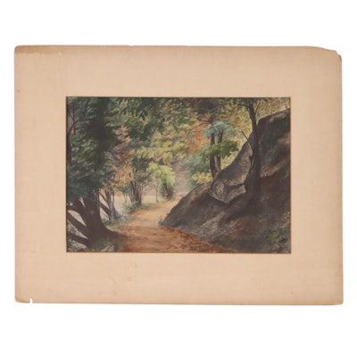 Watercolor Painting of Forest Landscape, 1902