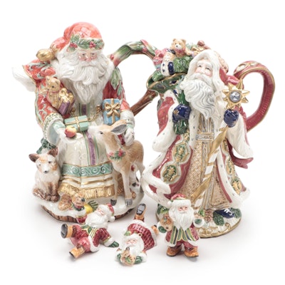 Fitz and Floyd "Enchanted Holiday" and Other Ceramic Teapot and Figurines