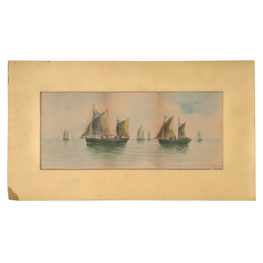 Watercolor Painting of Ships