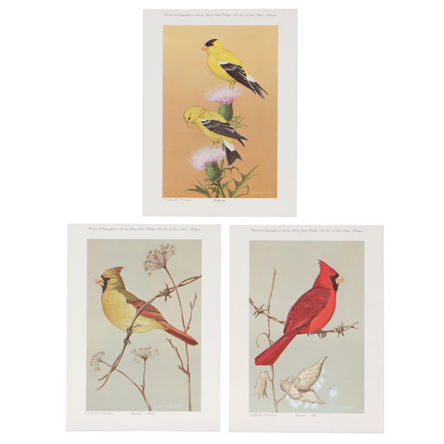 Harry Antis Offset Lithographs of Birds Including "Goldfinches," 1984