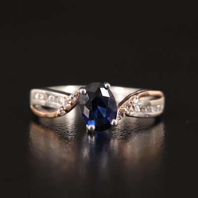 Sterling Sapphire Ring with 10K Rose Gold Accents