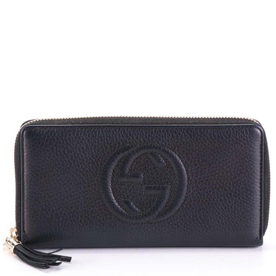 Gucci Soho Zip-Around Tassel Wallet in Black Leather