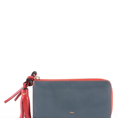 Chloé Zip-Around Tassel Wallet in Bicolor Leather