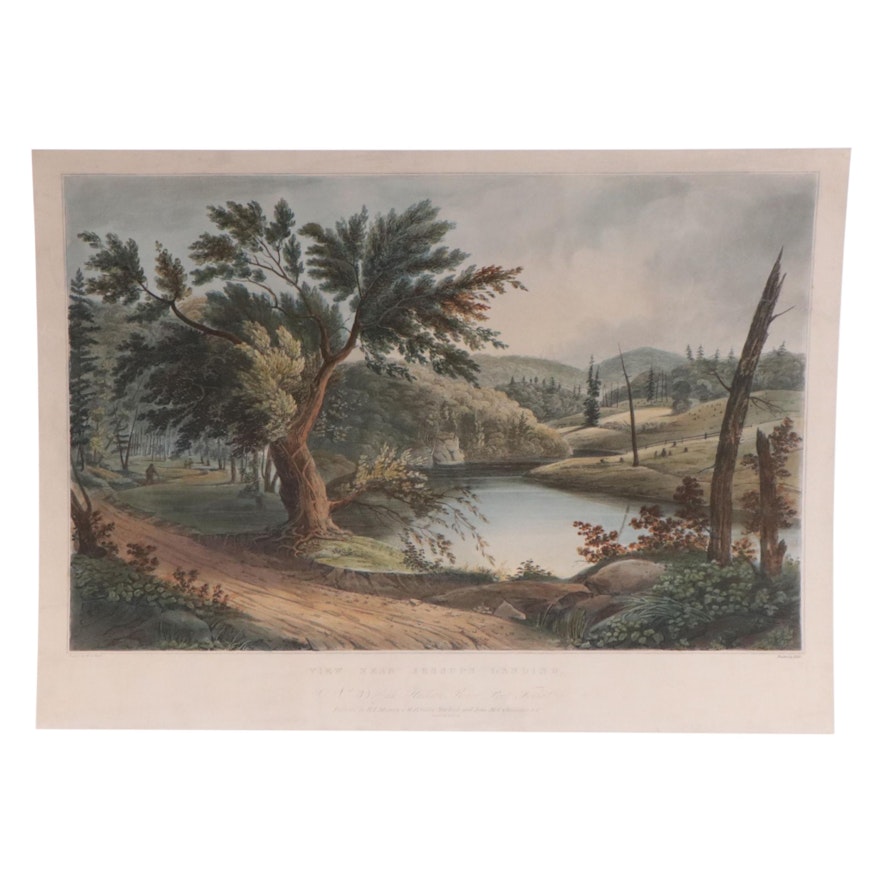 John Hill Hand-Colored Etching "View Near Jessup's Landing," 1821