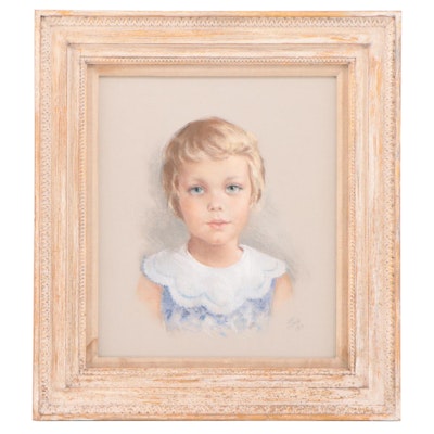 M. Reilly Pastel Drawing of Child's Portrait, 1956