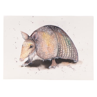 Anne Gorywine Watercolor Painting of Armadillo, 2022