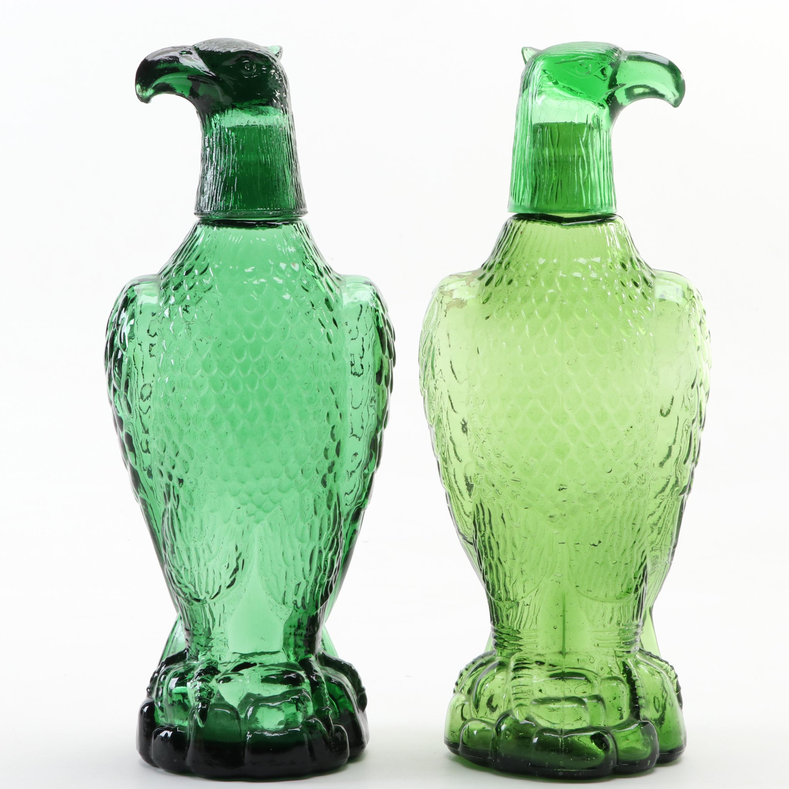 Green Glass American Eagle Decanters with CocaCola Tray EBTH