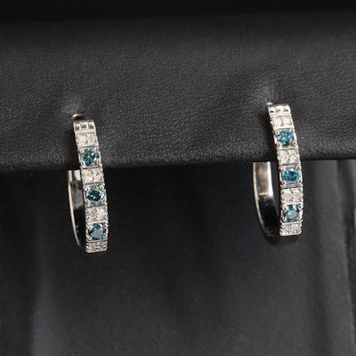 Sterling 0.48 CTW Diamond Hoop Earrings