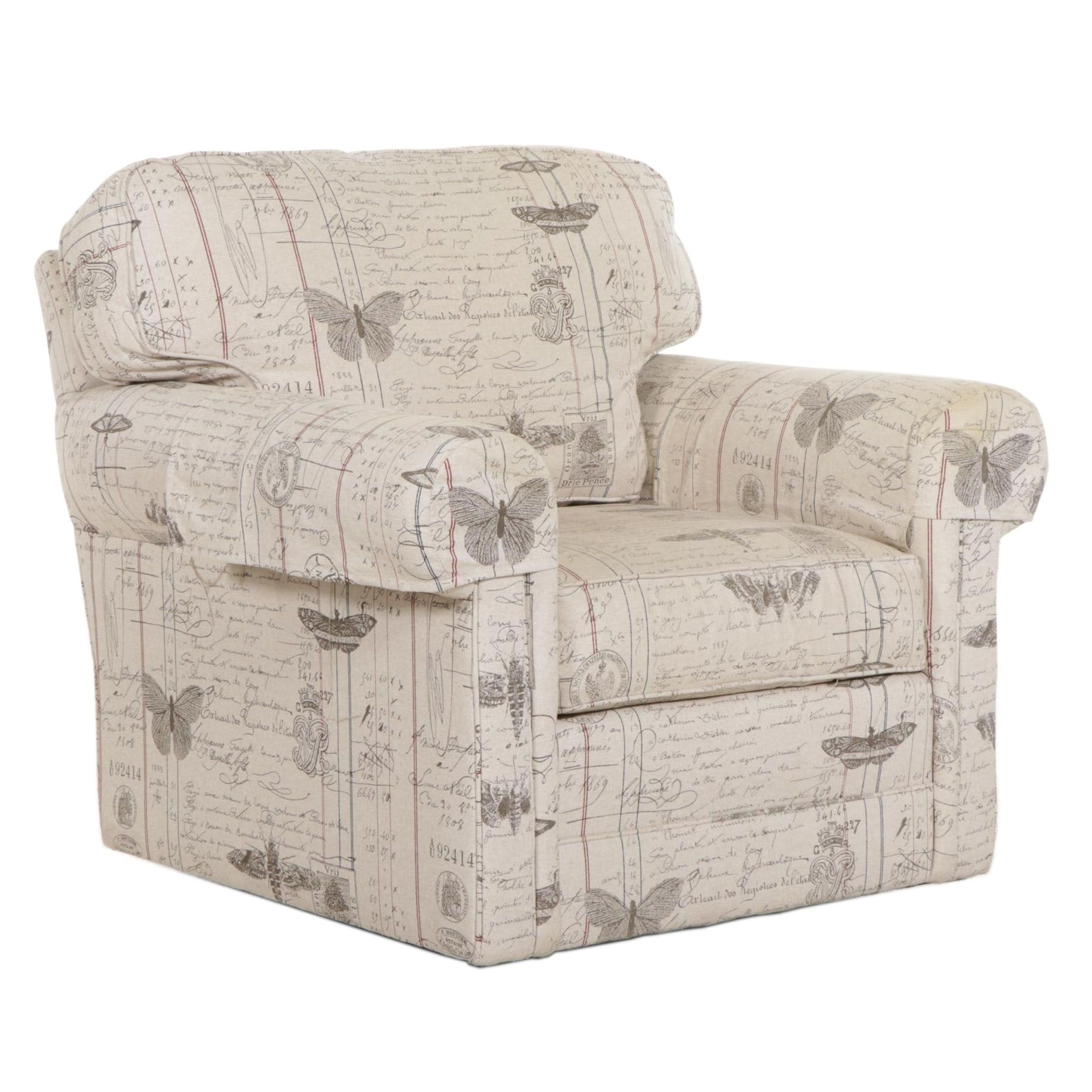 King Hickory Upholstered Swivel Armchair, 21st Century EBTH