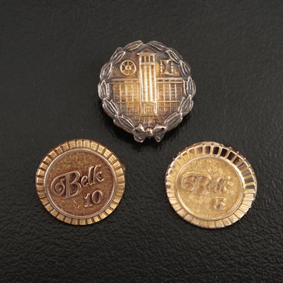 Vintage 10K Service Pin Grouping Including Belk