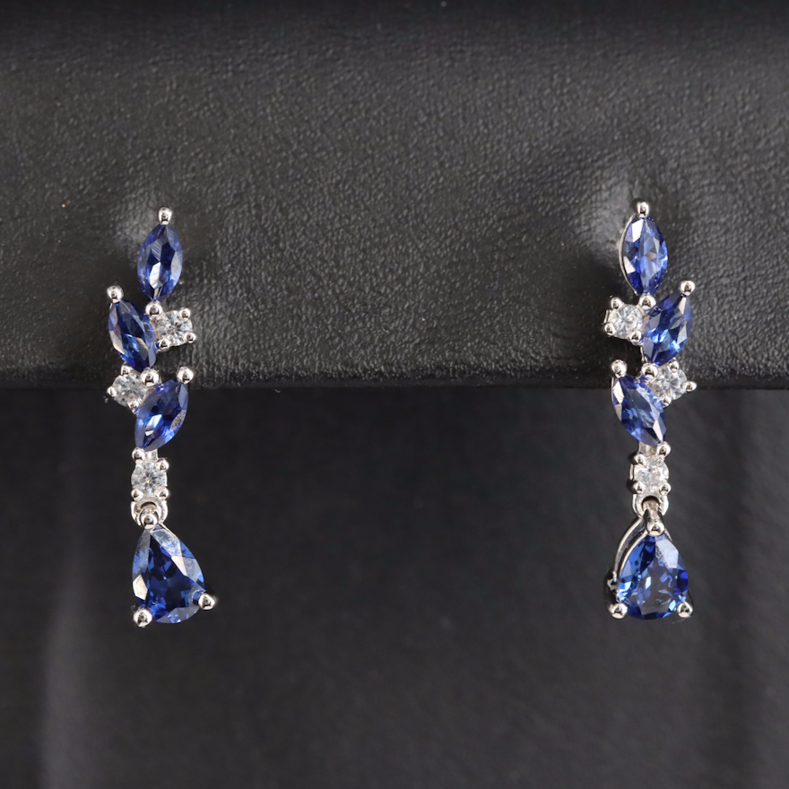 Sterling Sapphire Trailed Earrings