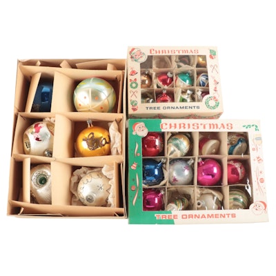Blown Glass Christmas Tree Bulbs and Ornaments, Mid-20th Century