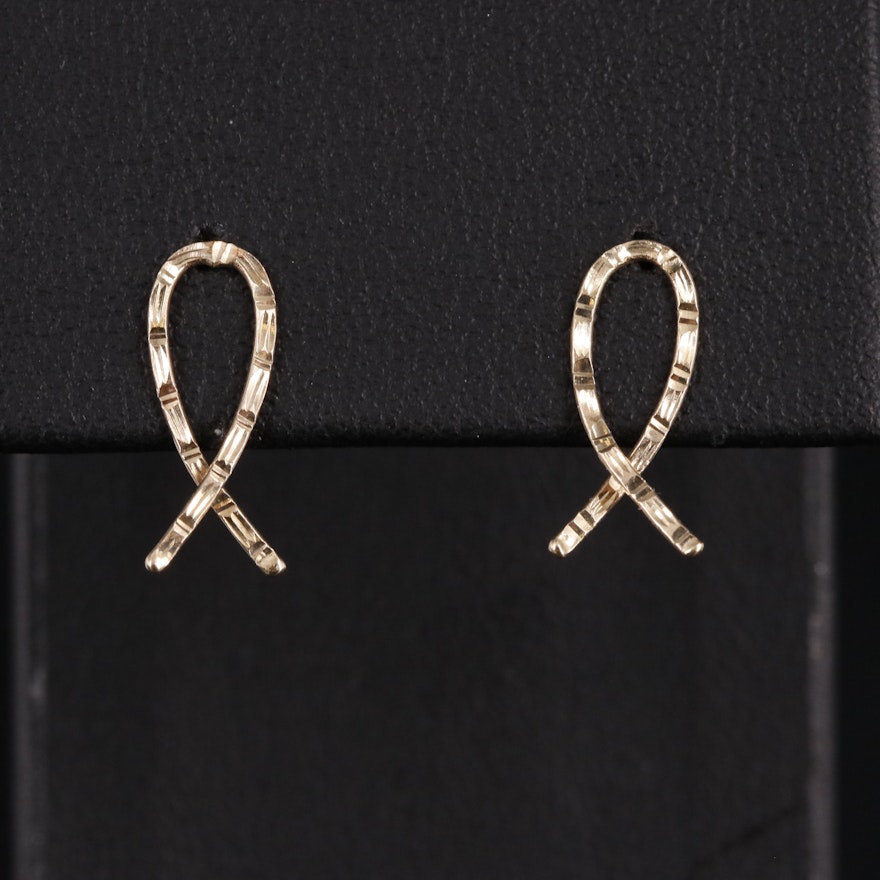 14K Ribbon Stud Earrings