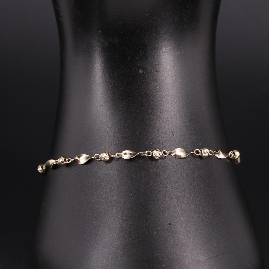 14K Beaded Spiral Chain Bracelet