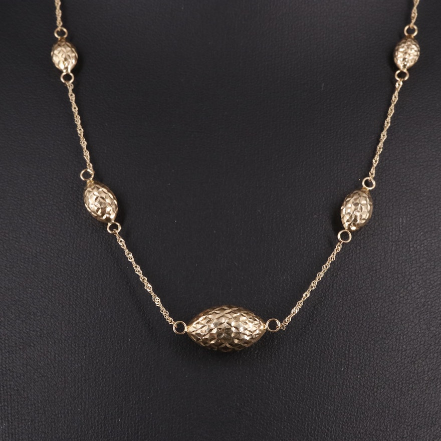 14K Beaded Figaro Chain Necklace