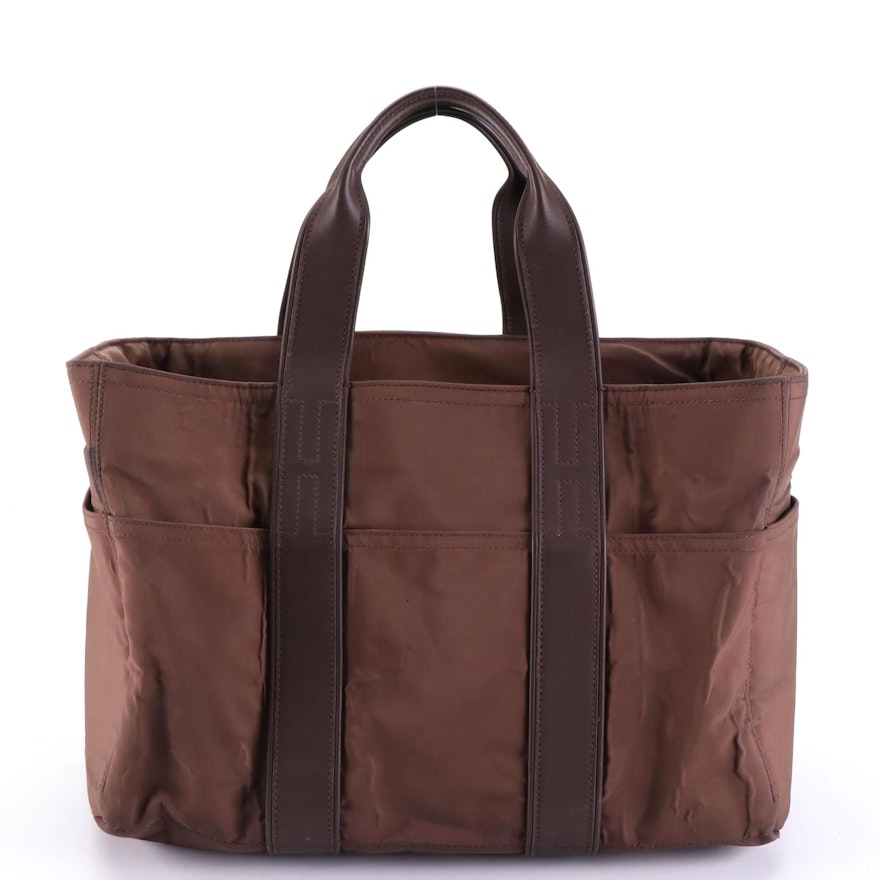 Hermès Acapulco Tote Bag in Light Brown Nylon and Leather