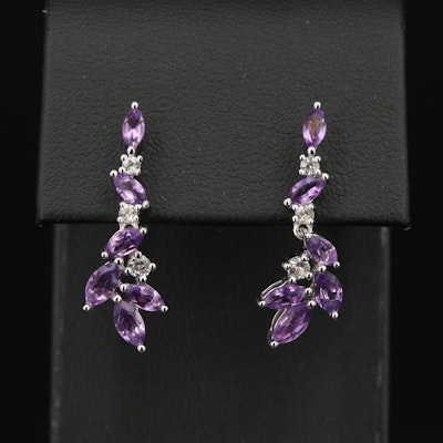 Sterling Amethyst and White Sapphire Drop Earrings