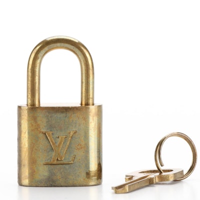 Louis Vuitton Brass Padlock and Key Set