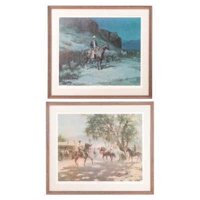 Olaf Wieghorst Western Genre Offset Lithographs Including "Corralling the Cavvy"