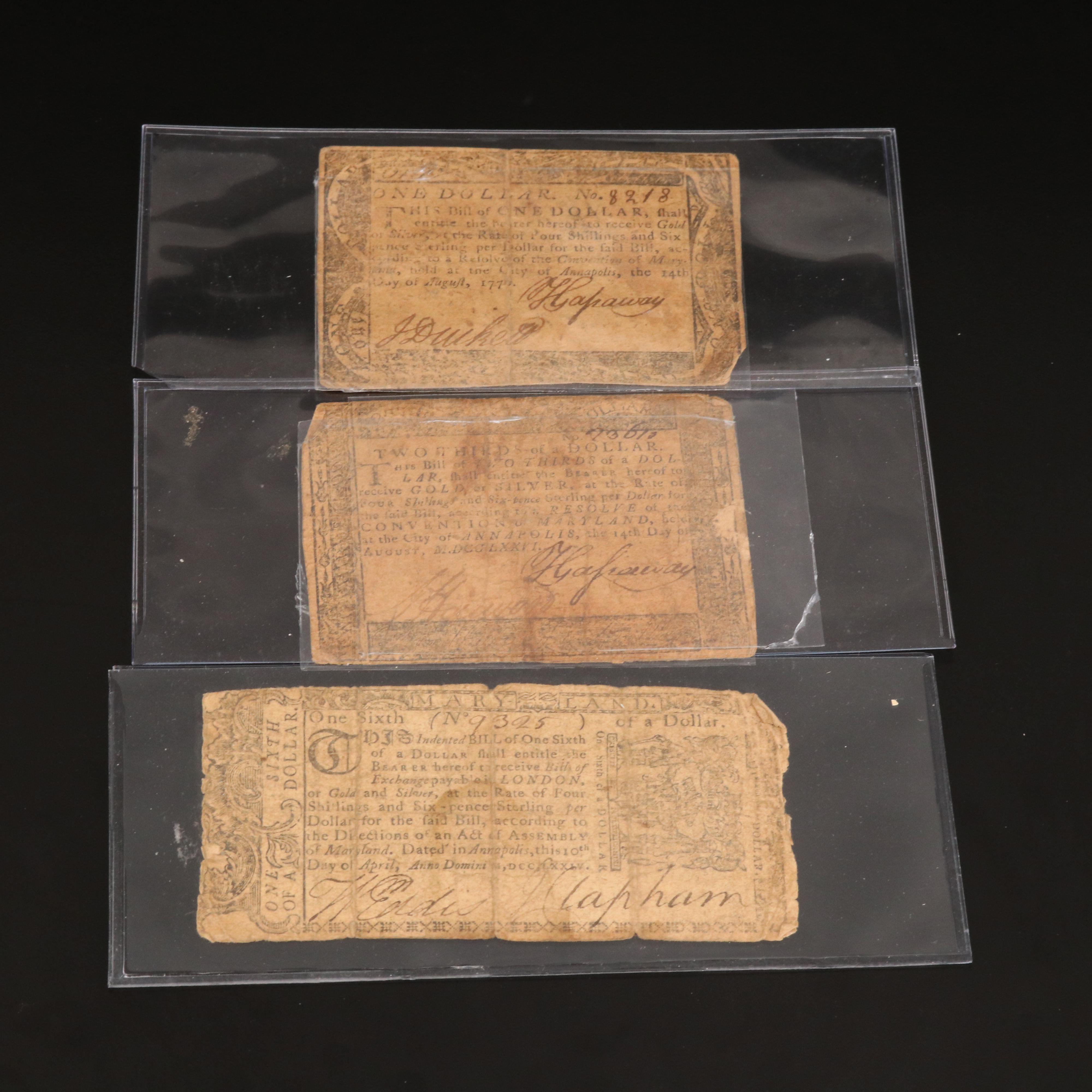 Eight Early American Currency Notes EBTH