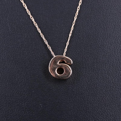 14K Cable Chain Necklace With "6" Pendant