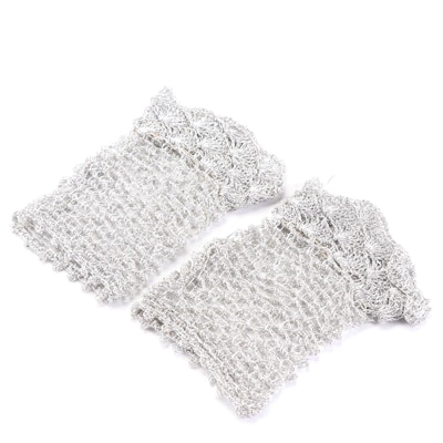 Crochet Metal Thread Fingerless Gloves