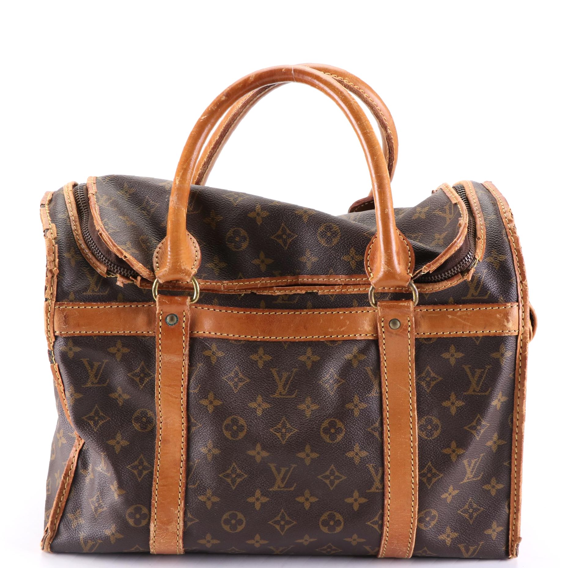 Louis Vuitton Sac Chien 40 Dog Carrier in Monogram Canvas and Vachetta Leather EBTH
