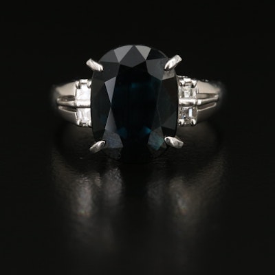 Platinum 5.40 CT Sapphire and Diamond Ring with GIA Report