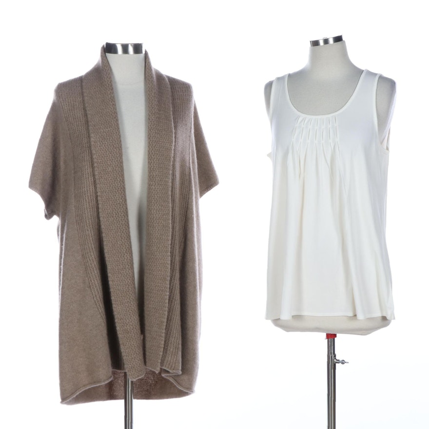 Eileen Fisher Silk Sleeveless Top and Cashmere Sweater