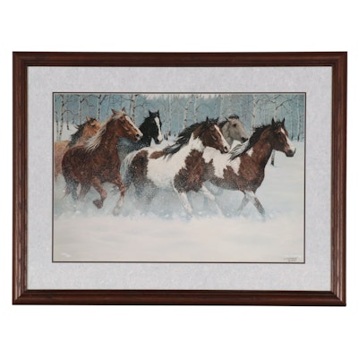 Chris Cummings Offset Lithograph of Wild Horses, 21st Century