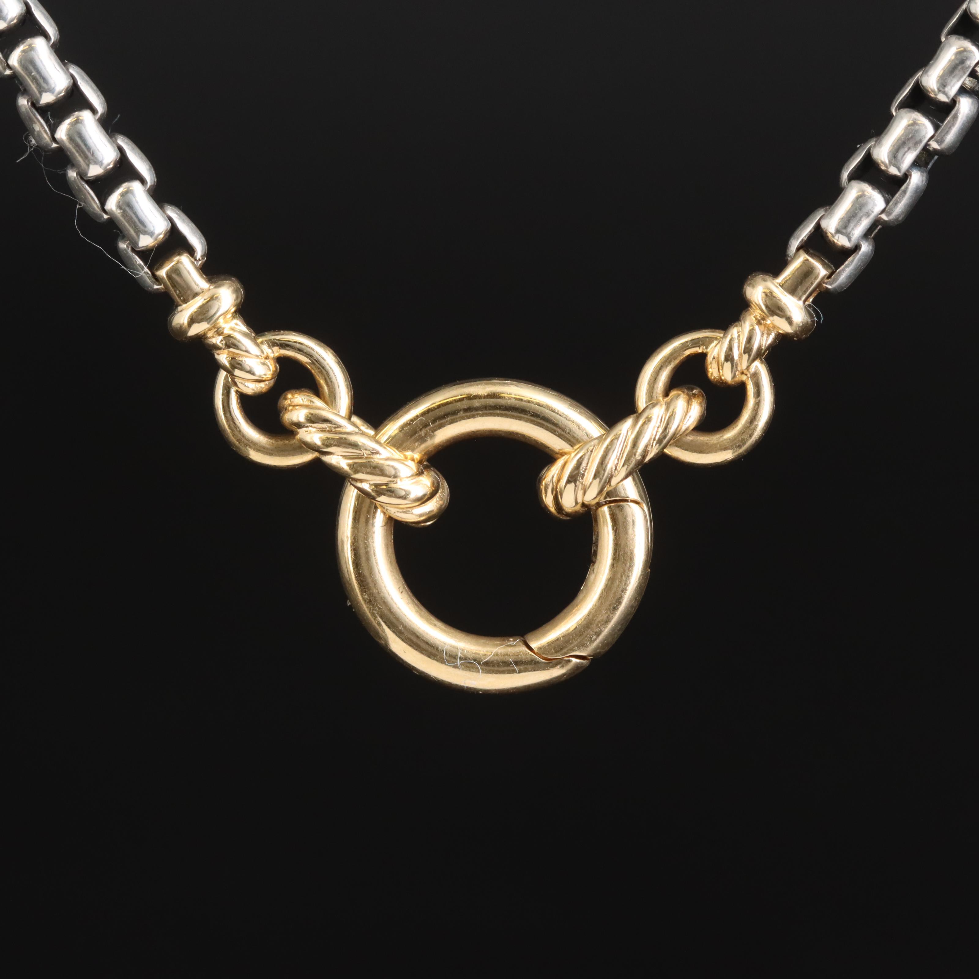 David Yurman Sterling Amulet Holder Necklace with 18K Accent EBTH