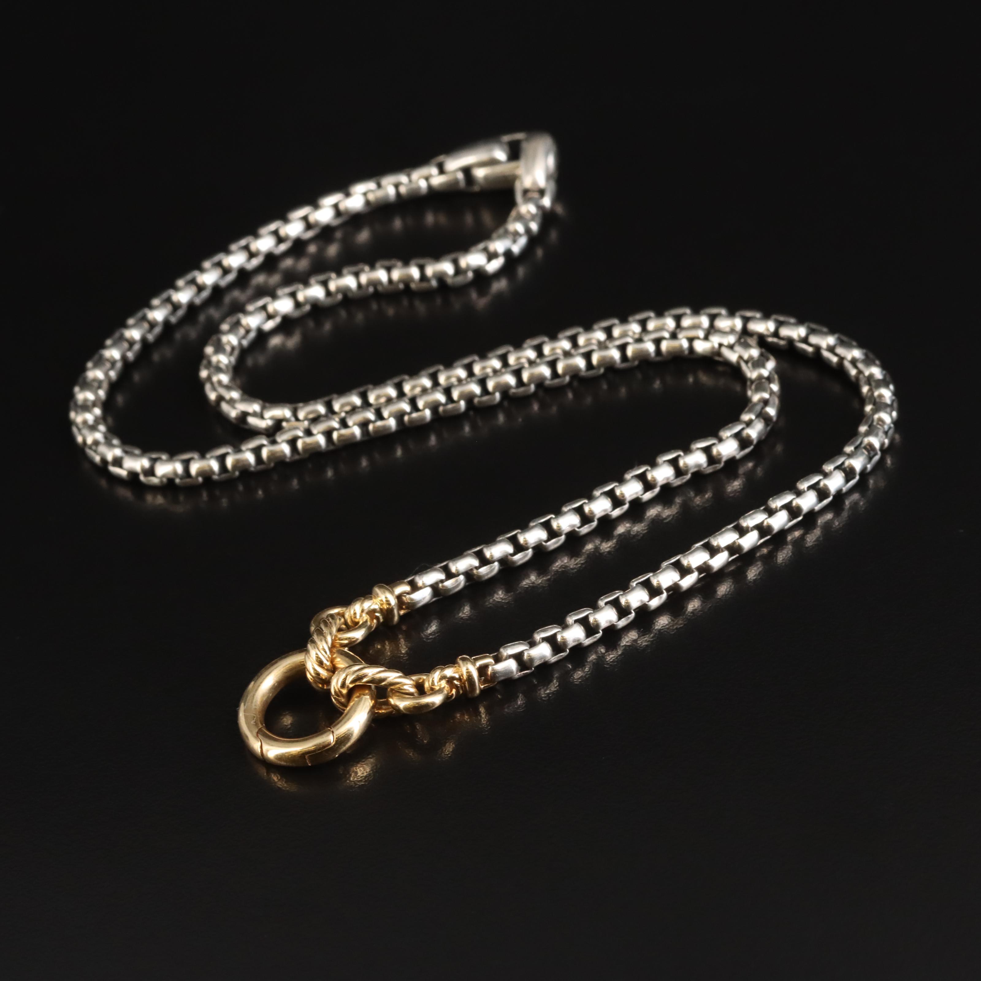 David Yurman Sterling Amulet Holder Necklace with 18K Accent EBTH