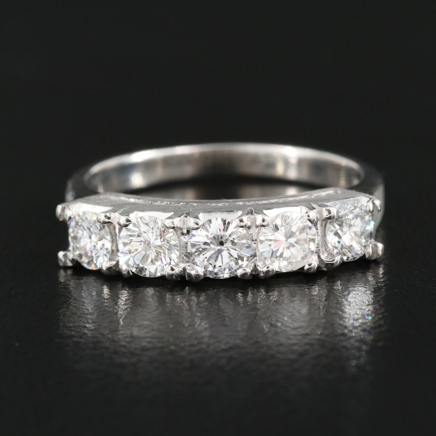 Platinum 1.01 CTW Diamond Five Stone Ring