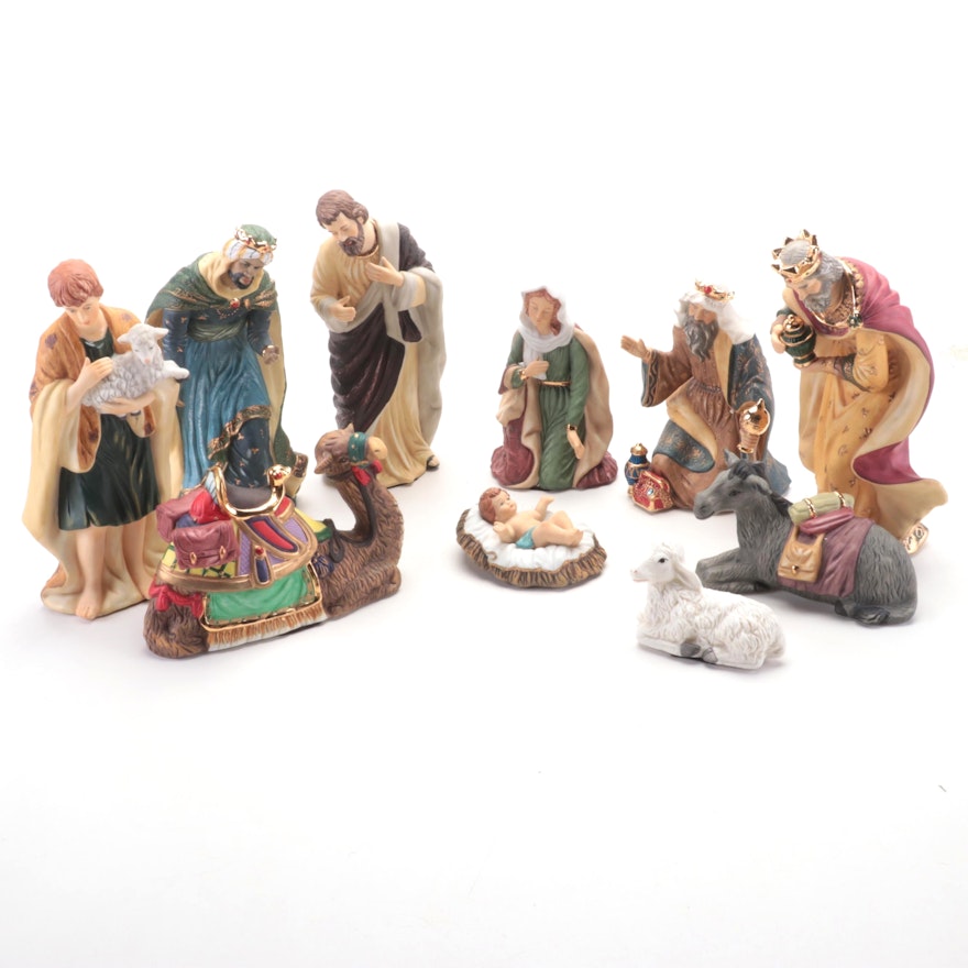 Hand-Painted Porcelain Nativity Set