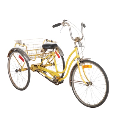 Schwinn "Town and Country" Yellow Tricycle with Rear Basket, Late 20th Century